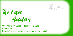 milan andor business card