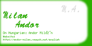 milan andor business card